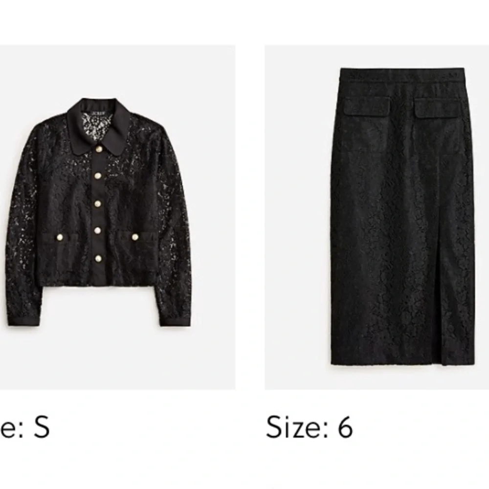 J.Crew Lace Suit Set in Black Lady Jacket & Matching Midi Skirt NWT